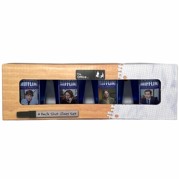 The Office Employees Blue Mini Glass Set of 4 - Picture 2 of 12